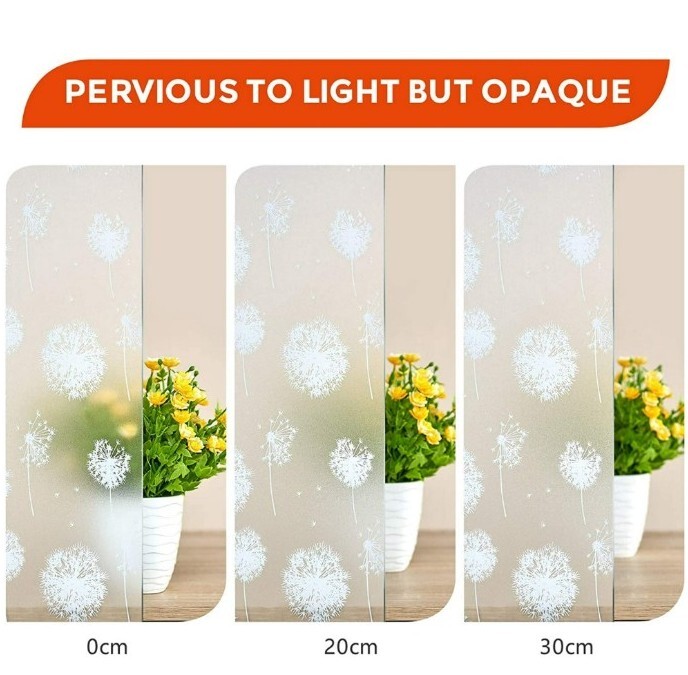 Privacy Window Film ~ Window Sticker ~ 17.7″ x 78.7″ ~ FROSTED GLASS DANDELIONS
