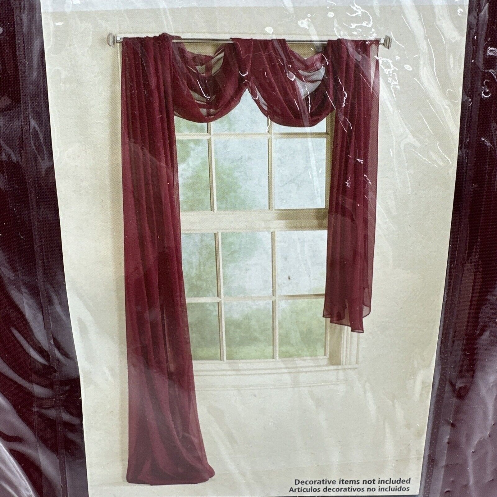 Mainstays Window Scarf Sheer Voile Red Burgundy 59″ x 216″