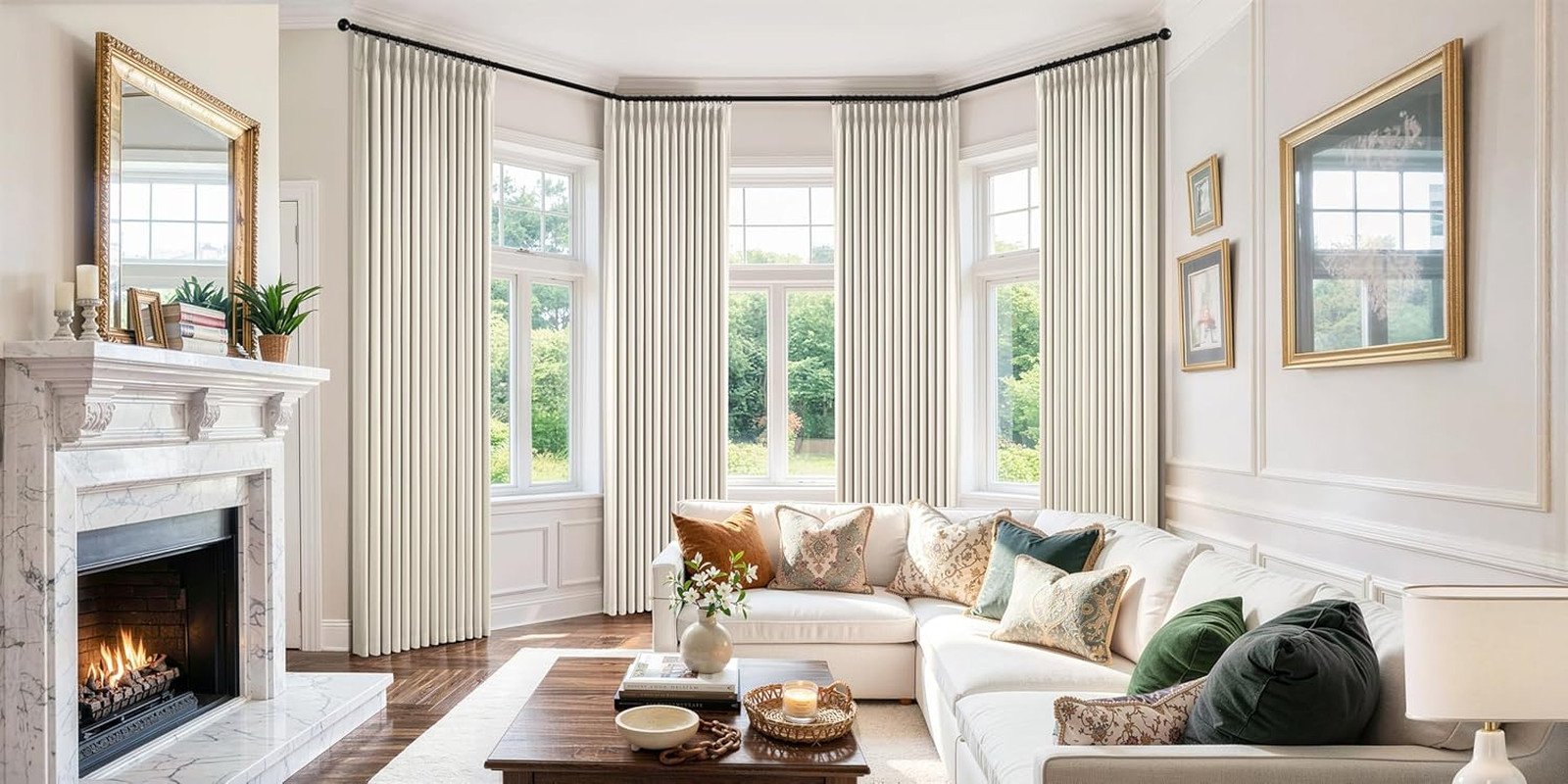 Pinch Pleat Blackout Curtains 90 Inch 4 Panel Linen Thermal Drapes Birch
