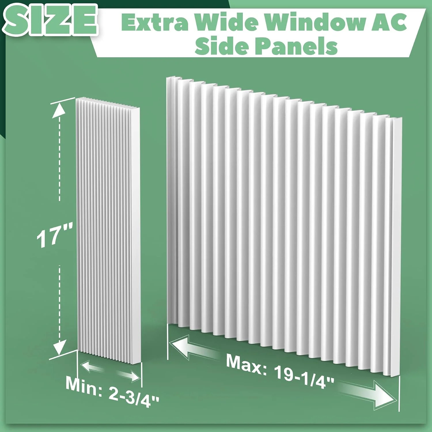 Window Air Conditioner Side Panels, 17″ H x 19-1/4″ W Extra Wide AC Side Panel,