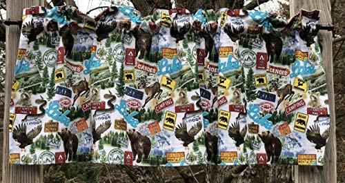 Camping Wilderness Valance – Bear Moose Eagle Lake Sign Print – Outdoor