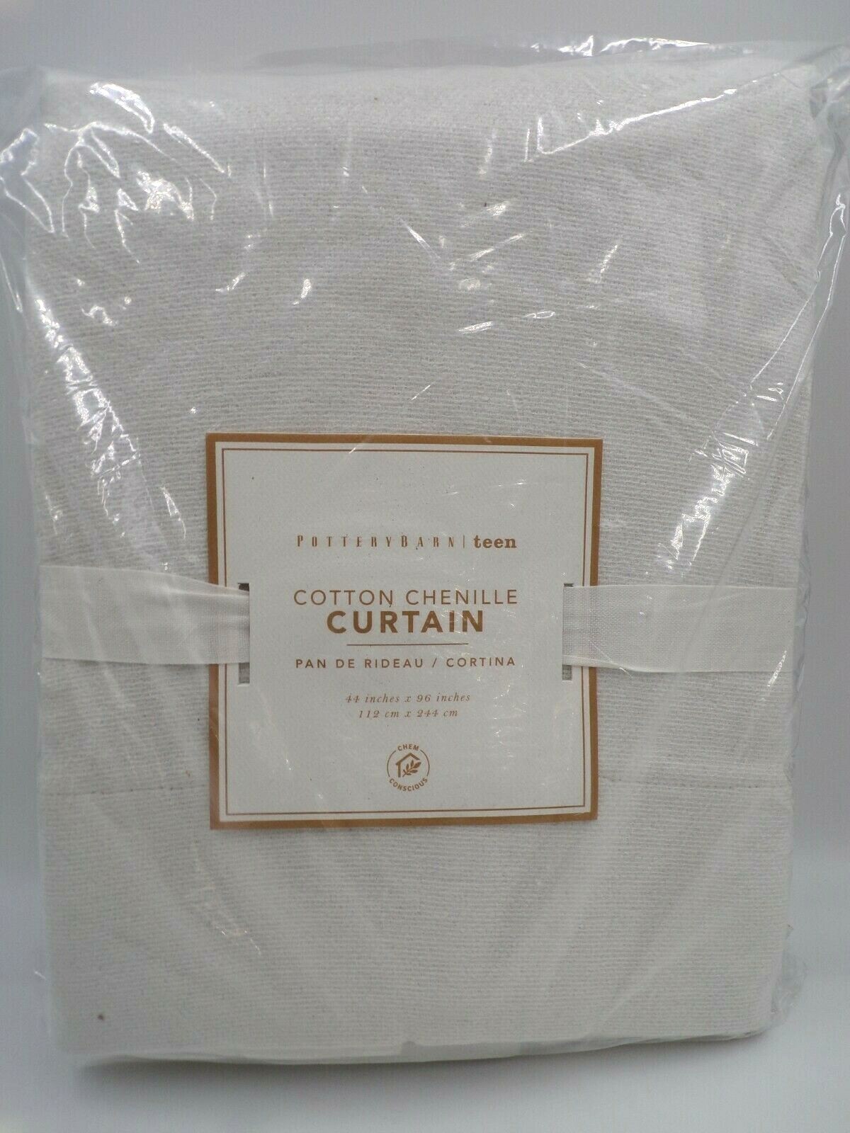 Pottery Barn Teen Cotton Chenille Blackout Curtain Drape Ivory 44x 96″ #N253