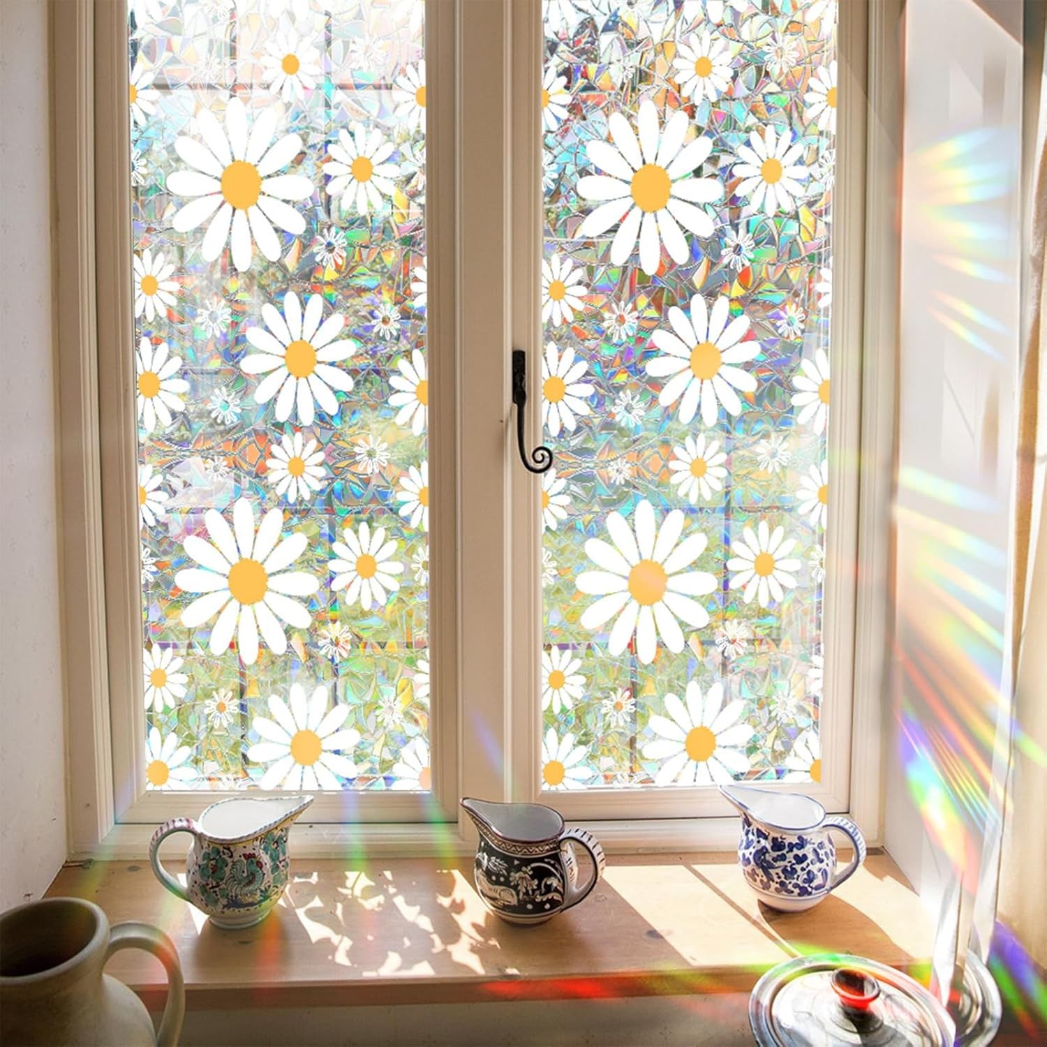 Rainbow Window Film Static Cling – Daisy Design Bird Deterrent Sticker