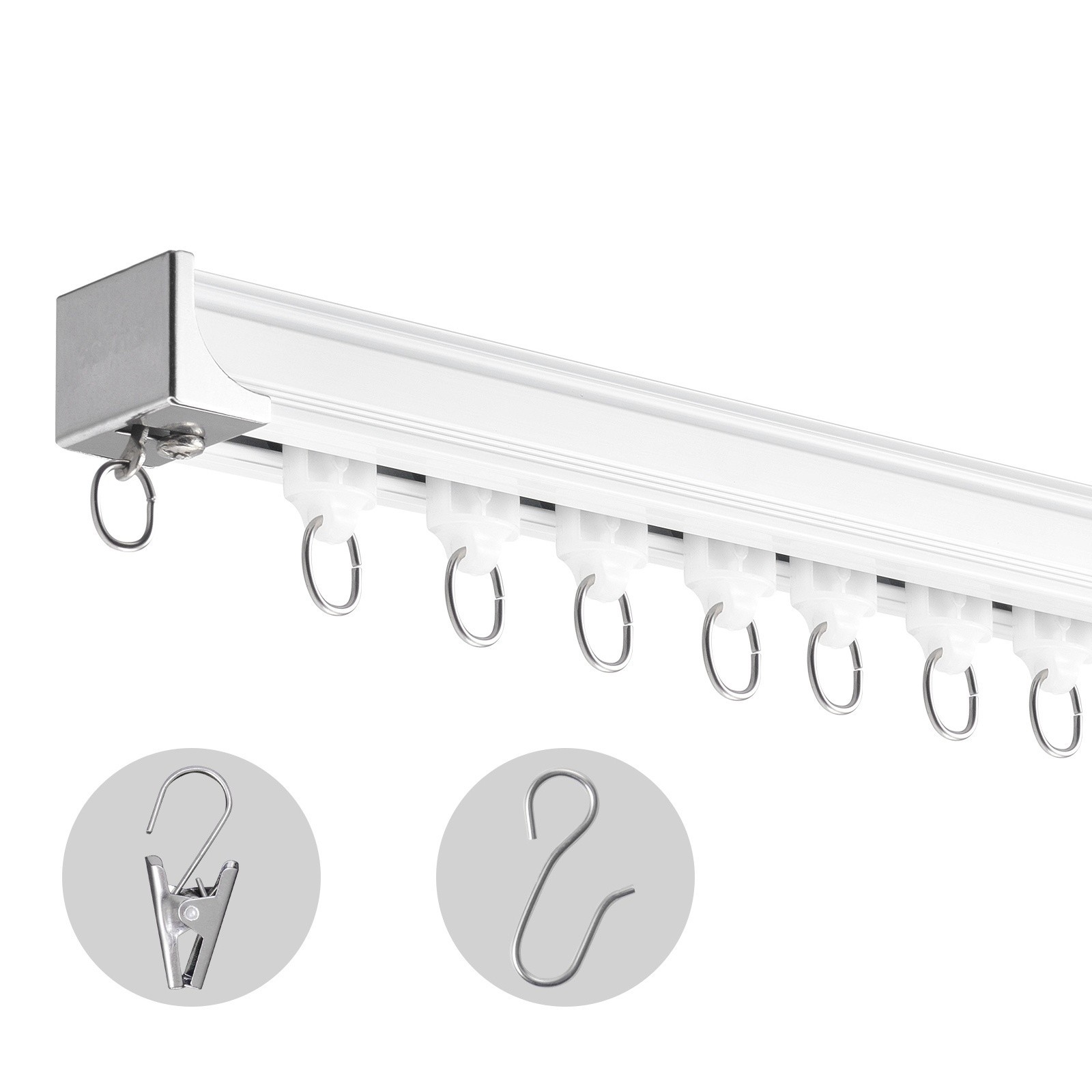 Overhead Curtain Rail Kit, Spanning 11.8 FT, Glide Ceiling Track Mechanism