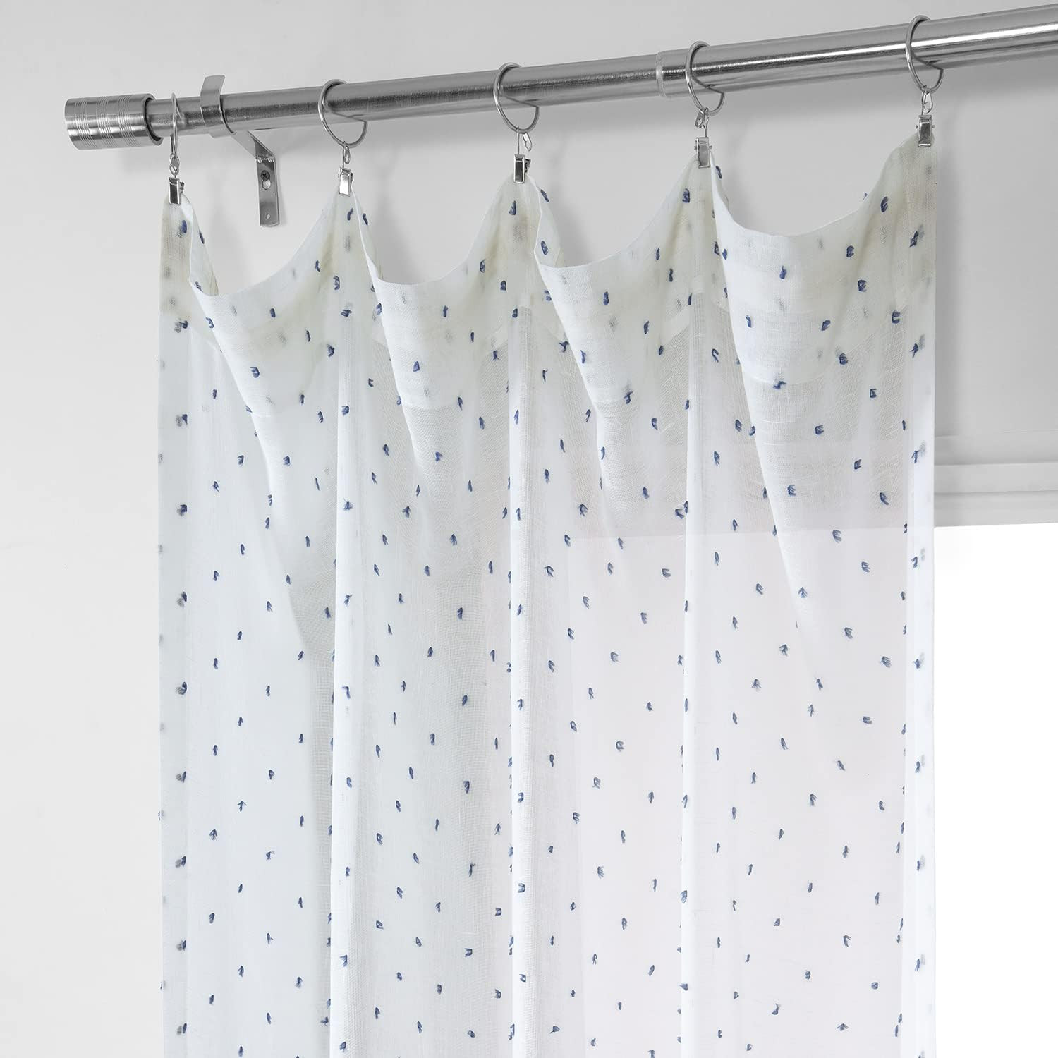 Patterned Faux Linen Sheer Curtains for Living Room or Bedroom 50 X 84, Rod Pock