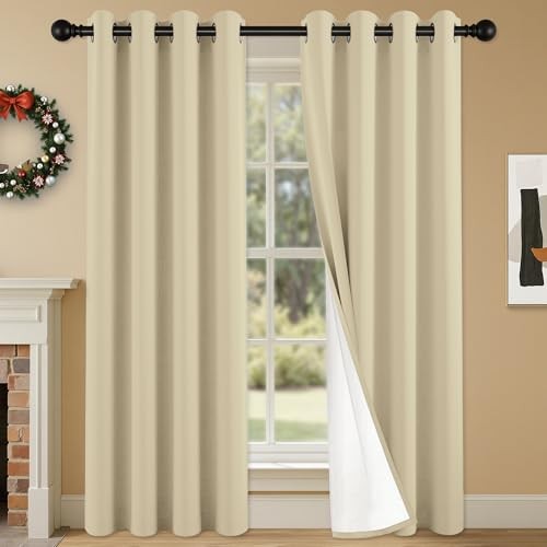 4-Panel-Curtain 100% Blackout, 84 Inch Length for 54″W x 84″L (Pack of 4) Beige