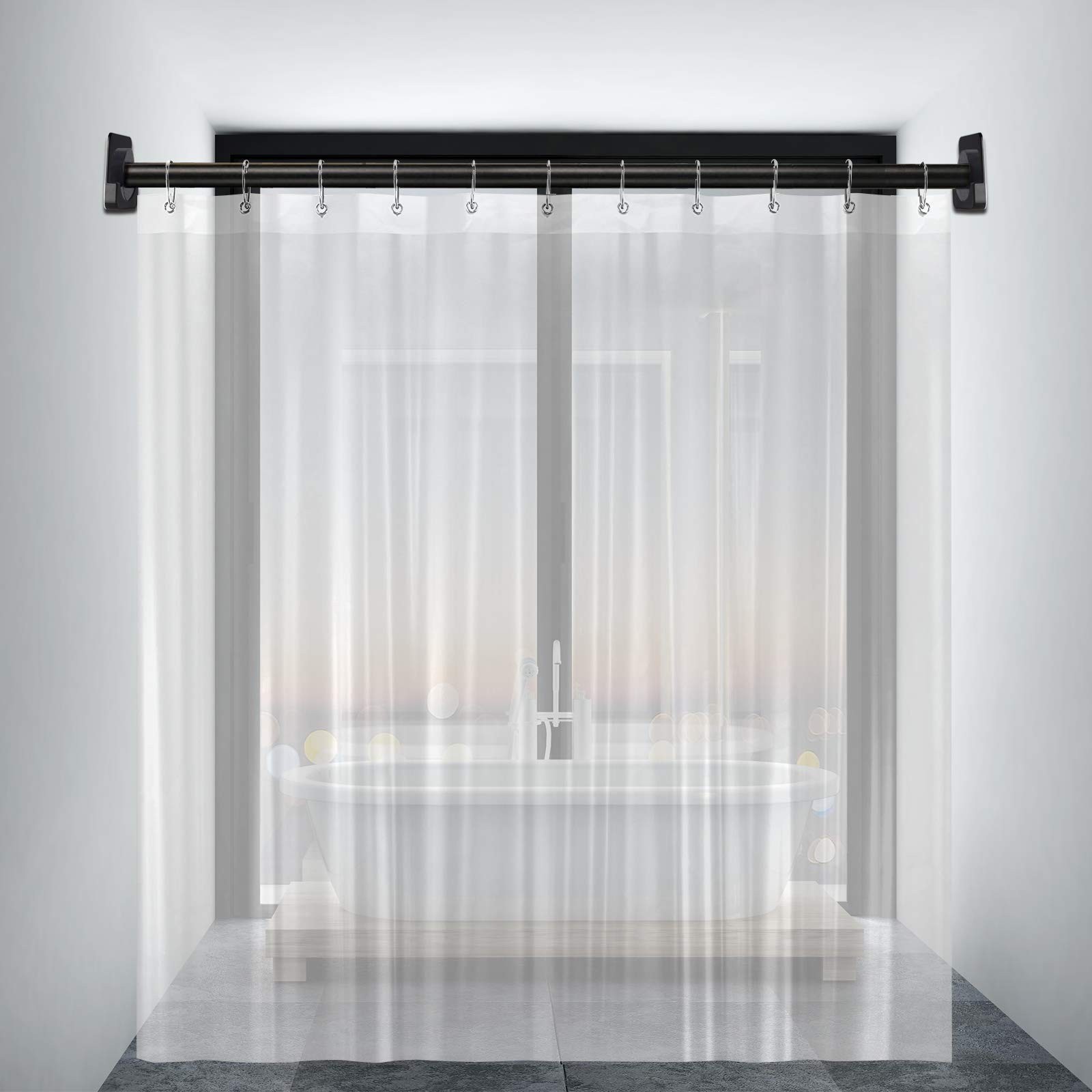 Black Shower Curtain Rod Holder for Wall Mount | Adhesive Shower Tension Rod …