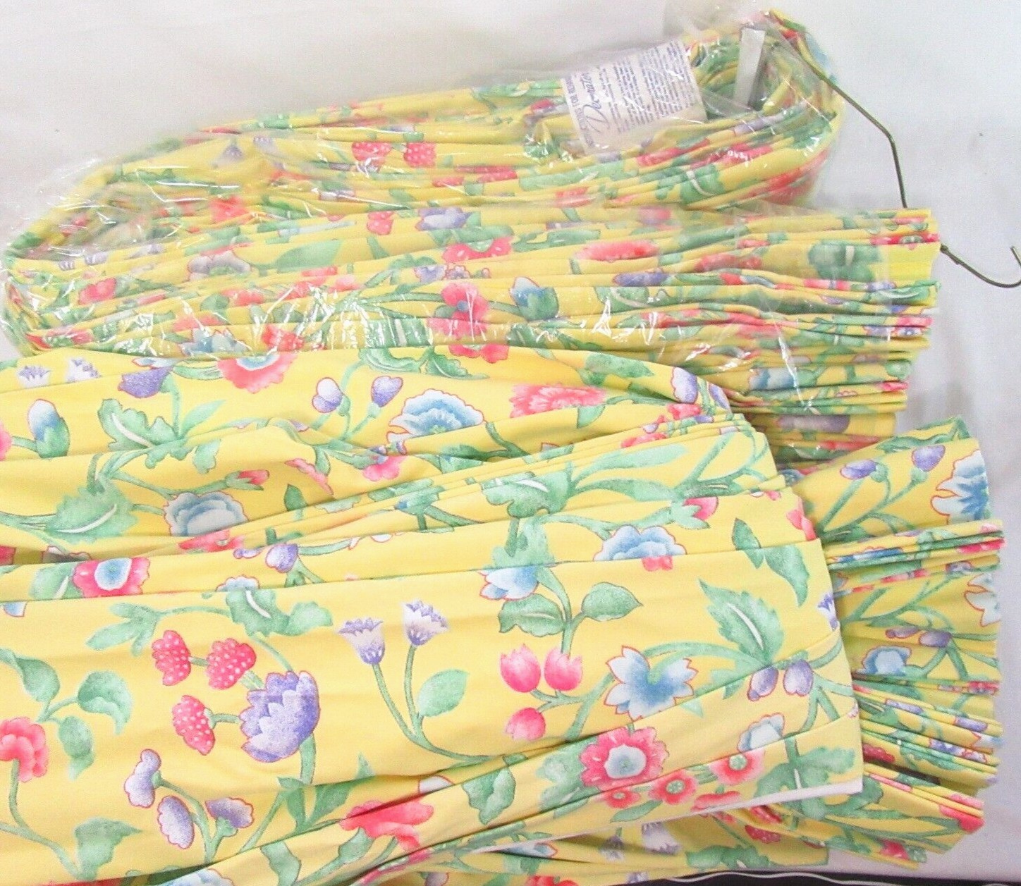 Custom Bright Floral Yellow 2pc 160 x 102 Pinch-Pleat Drapery Panel Set