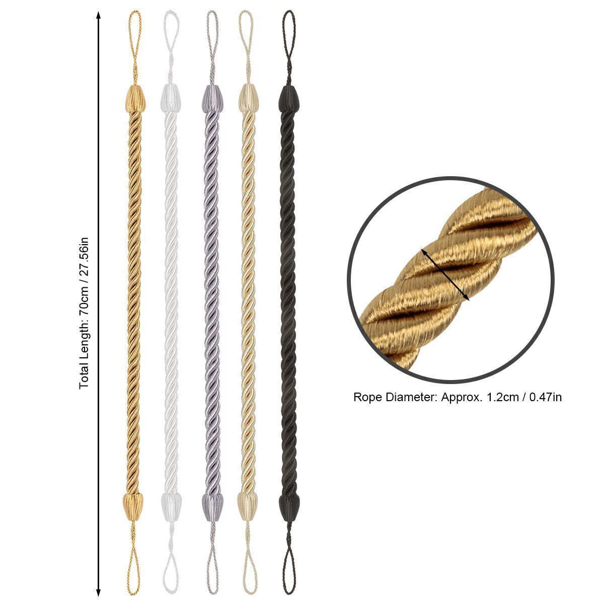 4 Curtain Tieback Tie Backs Holdbacks Handmade Braid Durable Curtains Rope Nylon