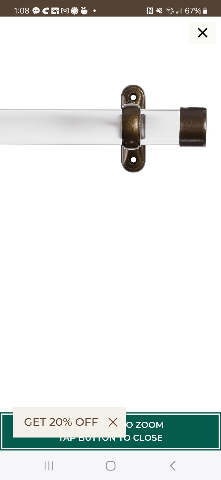 Ballards Acrylic Single Curtain Rod 72″ 1 1/4″ Diameter