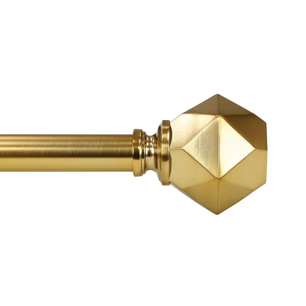 66 In.-120 In. Telescoping 3/4 In. Single Curtain Rod Kit in Champagne with Geom