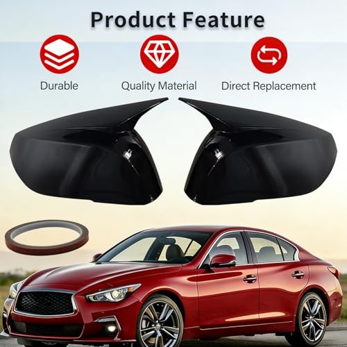 Gloss Black Side Mirror Caps for Accessories, Driver & Passenger Side Mirror