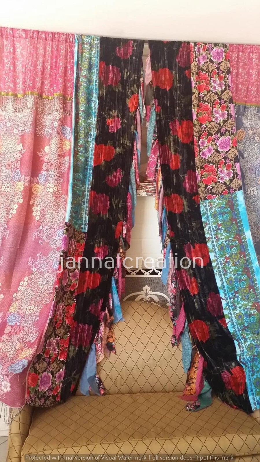 Gypsy Look Curtain Boho Silk Curtain Handmade Window Curtain Door Curtains