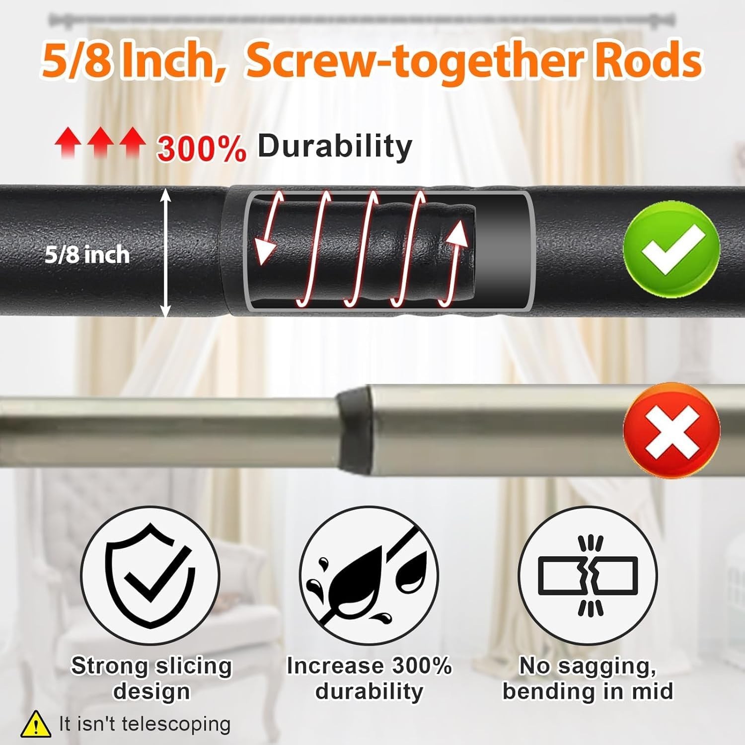 Black Curtain Rods for Window 17 to 67 Inch, Small Window Curtain Rod With Br…