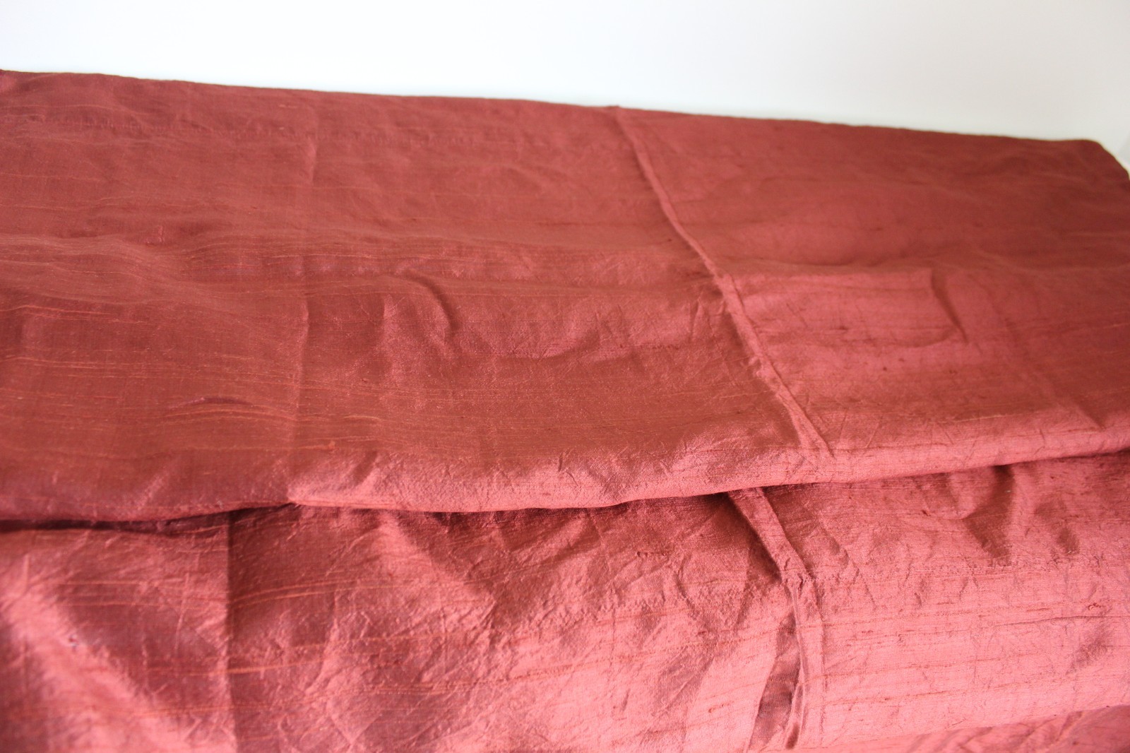 Oxblood Red 100% Silk Drapery Panel 40×78 Lined Rod Pocket Curtain Vintage 1990s