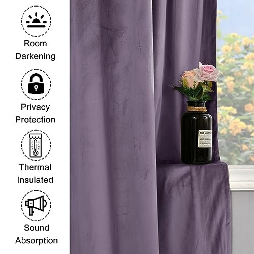 Purple Velvet Curtains 96 Inches Long, 52″W x 96″L (Pack of 2) Lavender