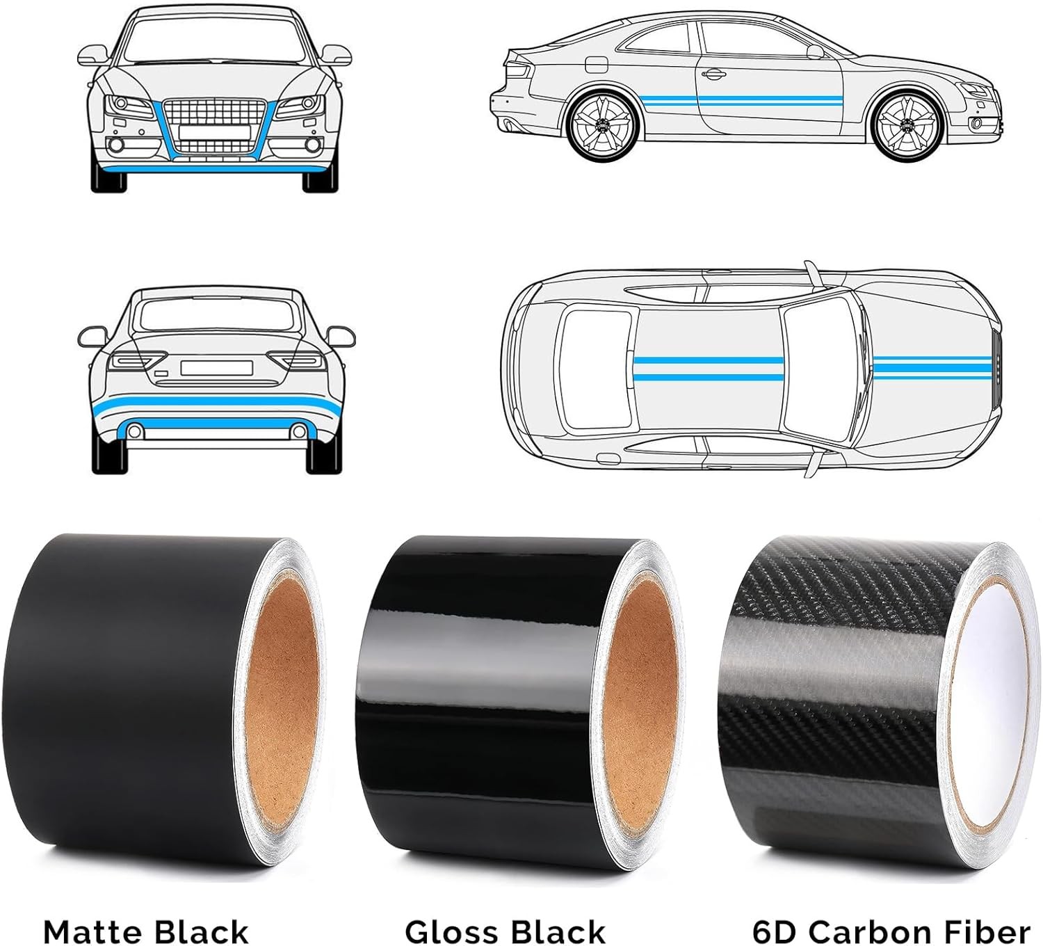 4IN X 30FT Gloss Black Vinyl Wrap for Chrome Delete Window Trim Car Door Sill Pr
