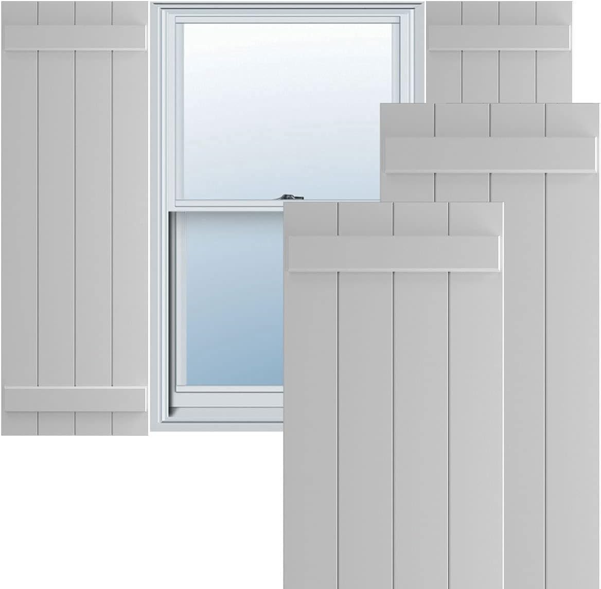 Ekena Millwork 21 1/2″W x 40″H True Fit PVC Four Board Joined Board-n-Batten Shu