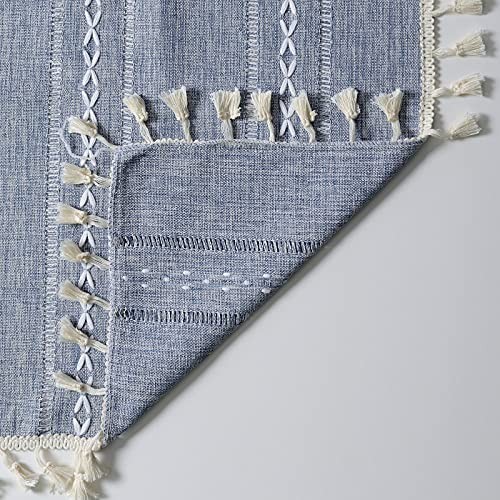 Boho Kitchen Curtains 36 Inch Length French 24″W x 36″L (Pack of 2) Blue
