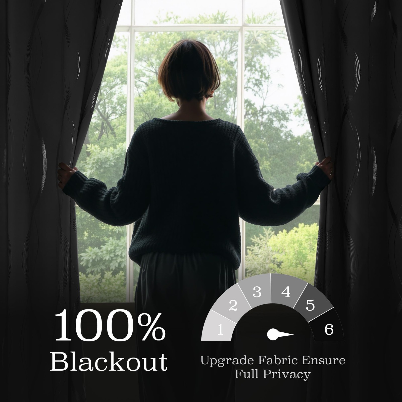 100% Blackout Print Curtains 84 inch Long, Greyish White
