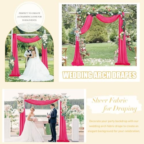 Arch Drapes Wedding Arch Draping Fabric 20FT 29″W x 240″L (Pack of 1) Hot Pink