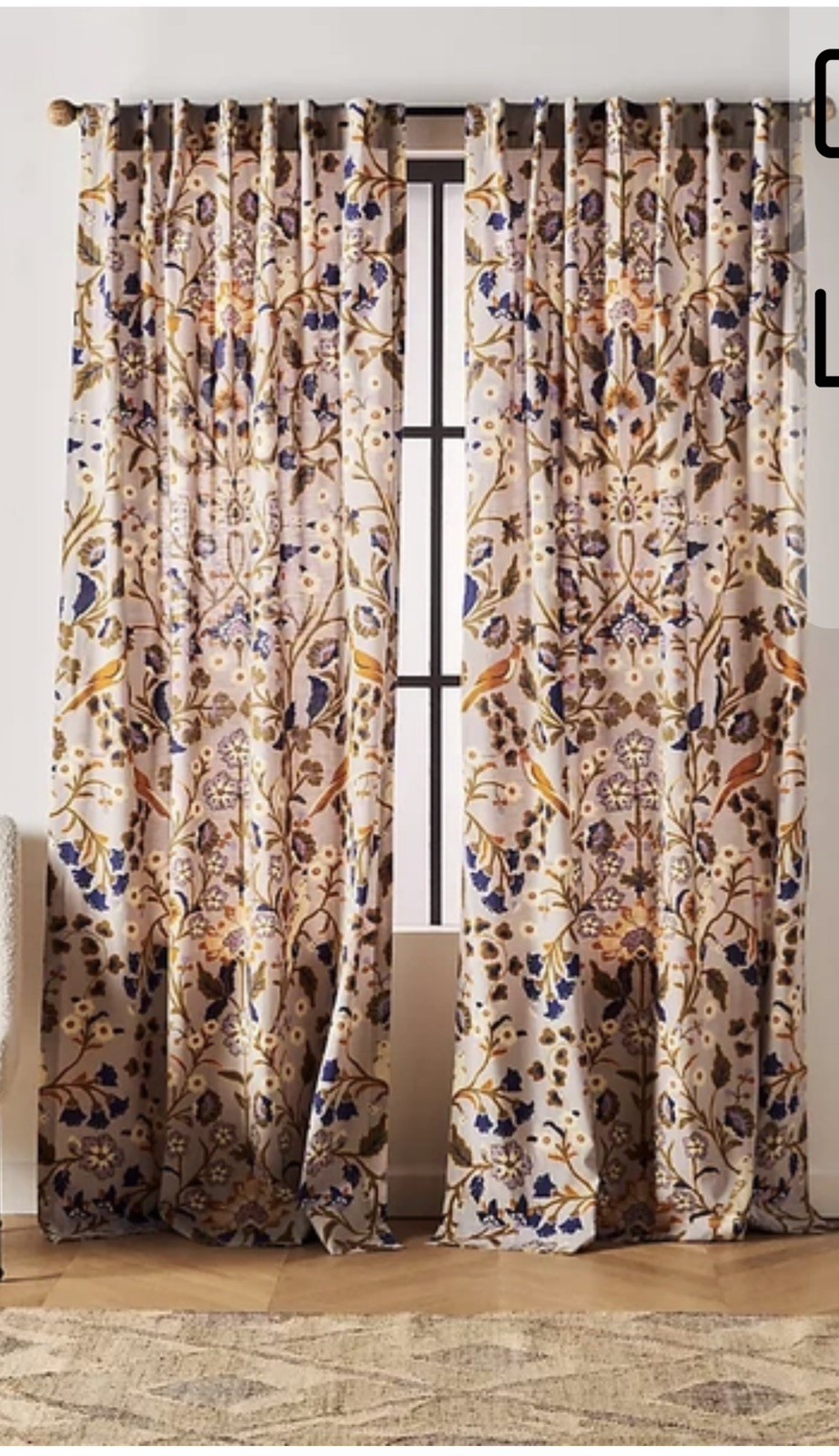 Anthropologie Lave Lavander Floral Curtain Panels 50×63 stunning 4 panels