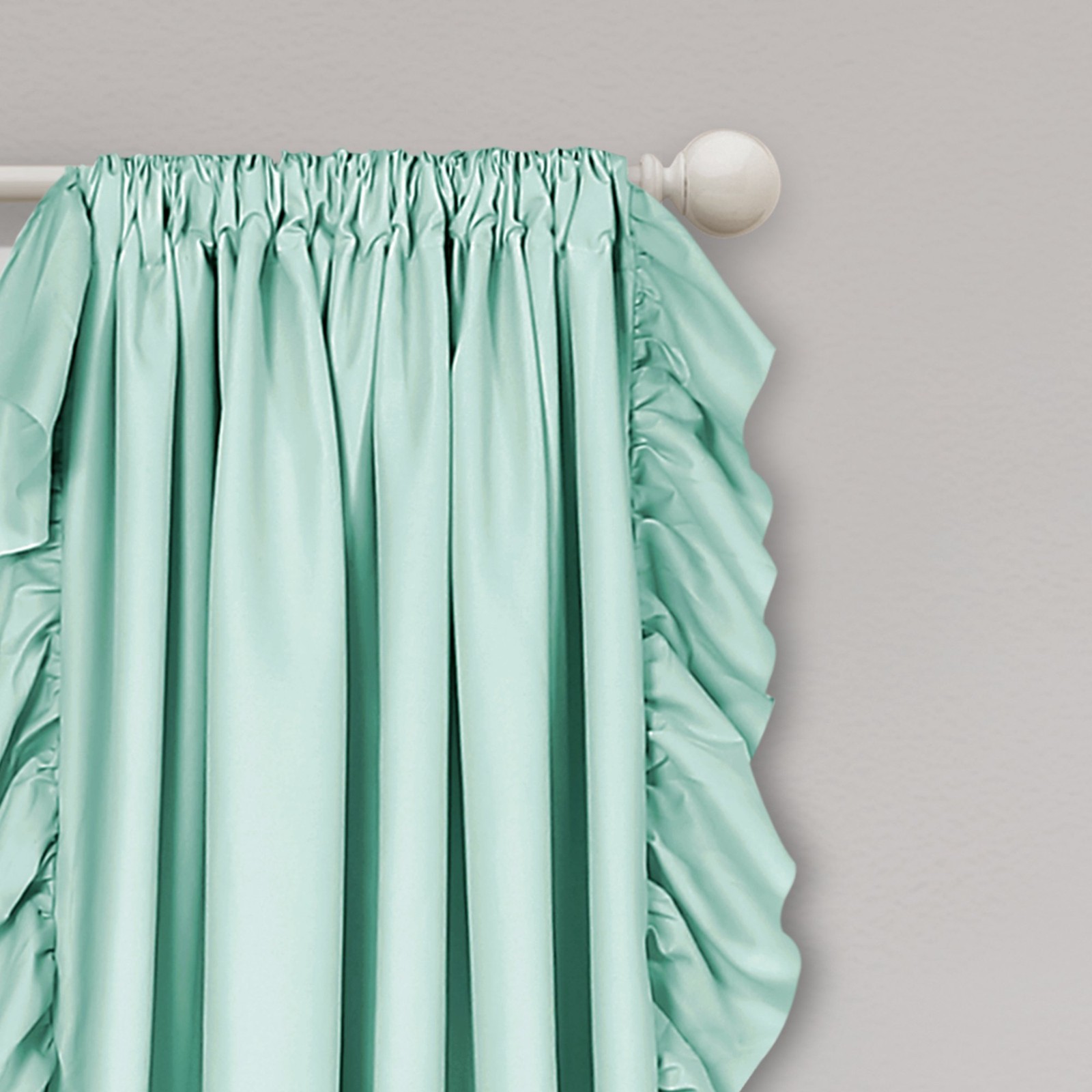 Reyna Ruffle Window Curtain Set, 137.2 x 213.4 cm, Light Blue, Flowy Curtain…