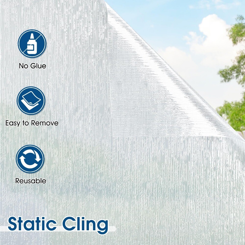 rabbitgoo Window Privacy Film Frosted Static Cling Rain Silk Sticker UV Blocking