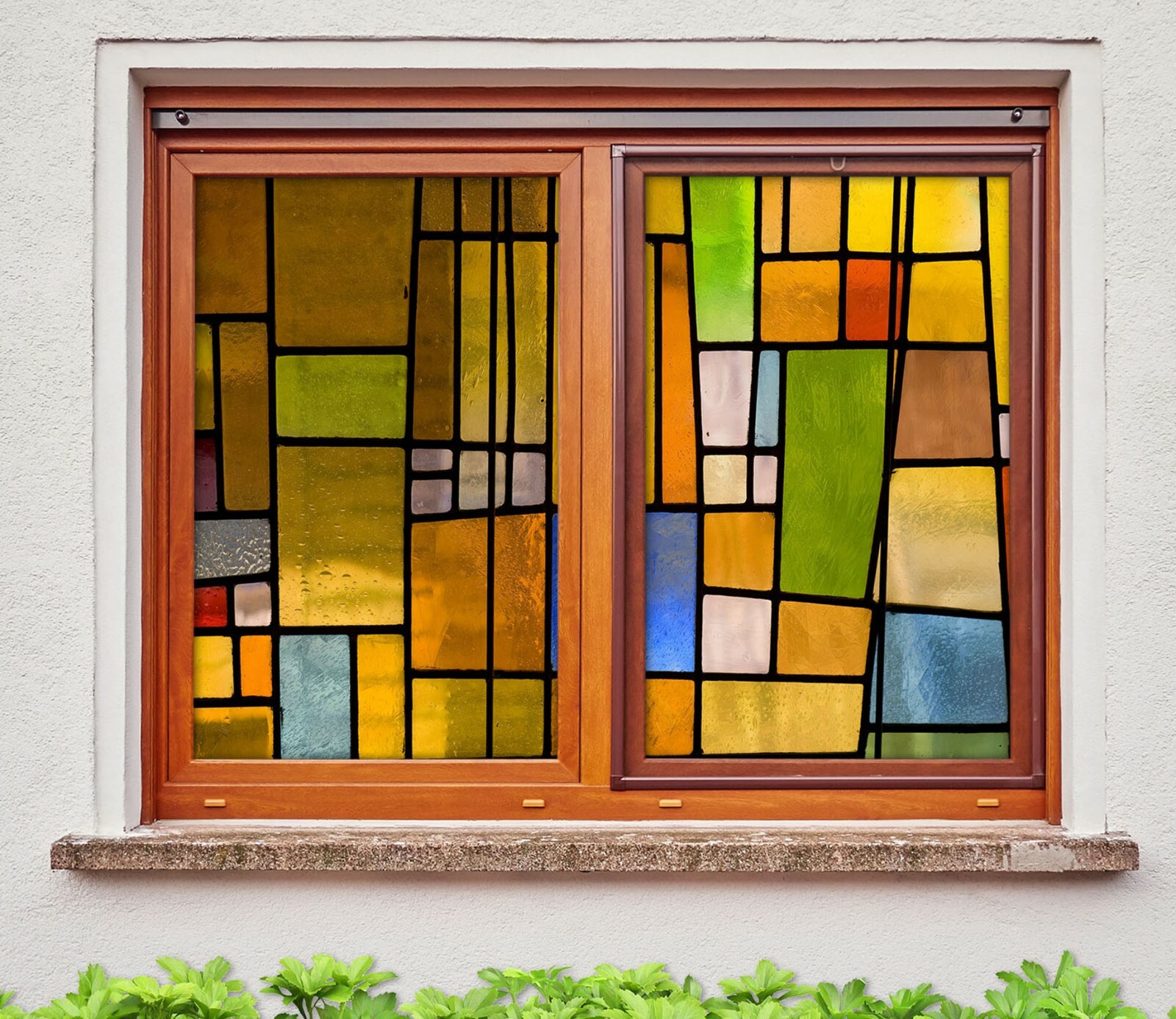 3D Orange Square ZHU1635 Window Film Print Sticker Cling Stained Glass UV Zoe