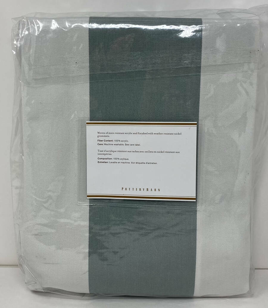 Pottery Barn Sunbrella Awning Stripe Outdoor Grommet Drape Curtain (1) ~ 50 x 84
