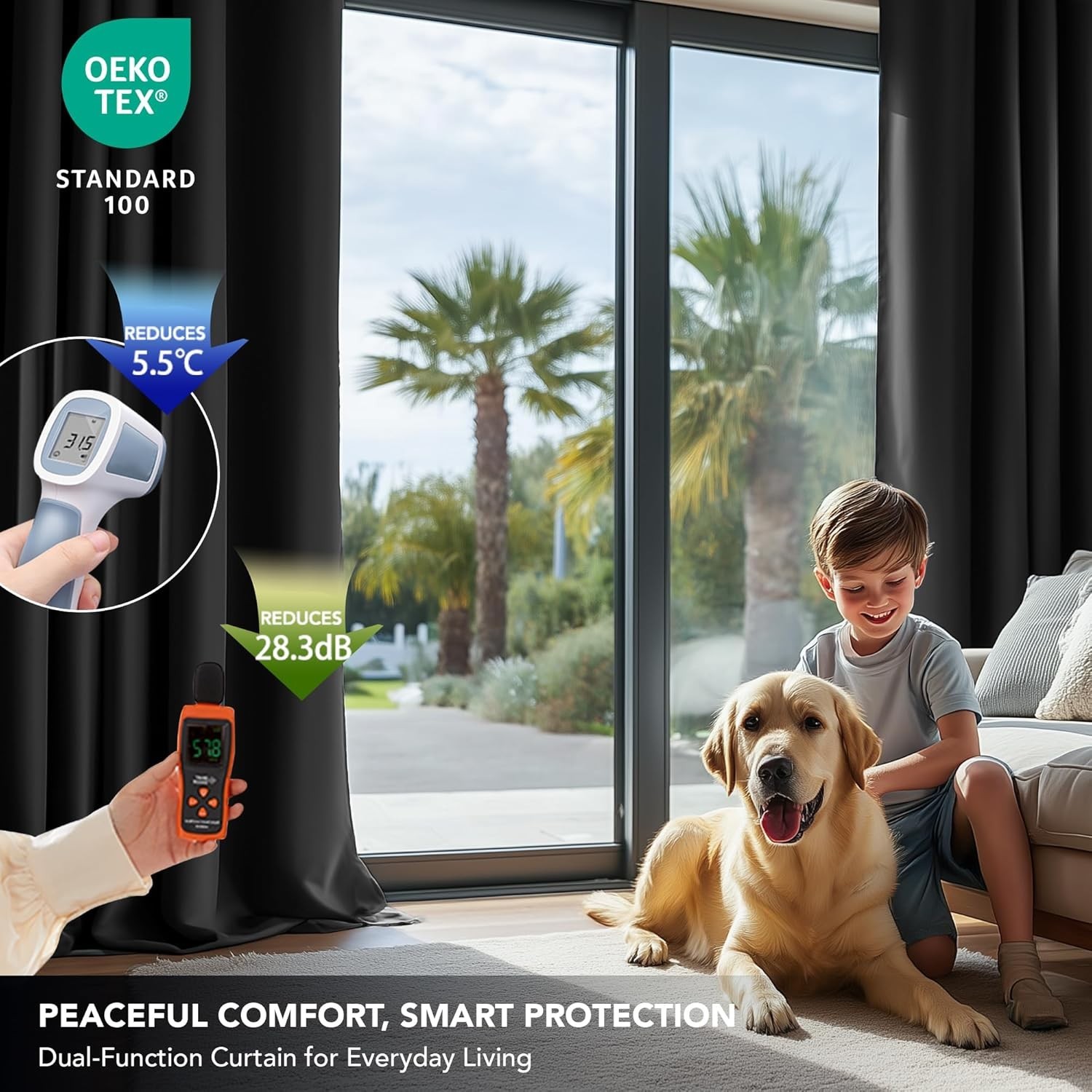 Elegant Noise Reducing Blackout Drapes – Oeko-Tex Certified 42×63 Panels, 2 Pack