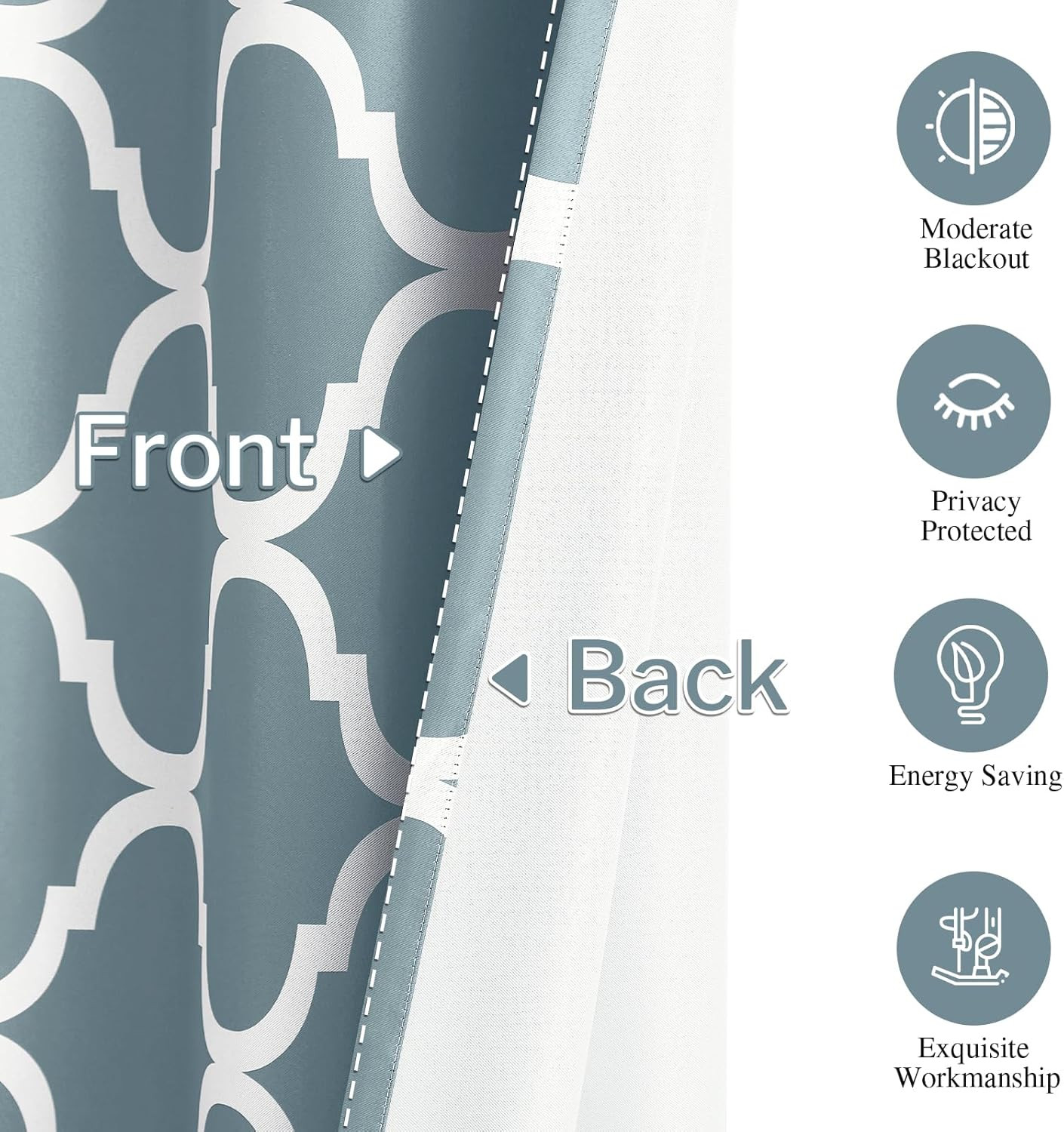 Moroccan Fashion Thermal Insulated Room Darkening Blackout Grommet Curtains for