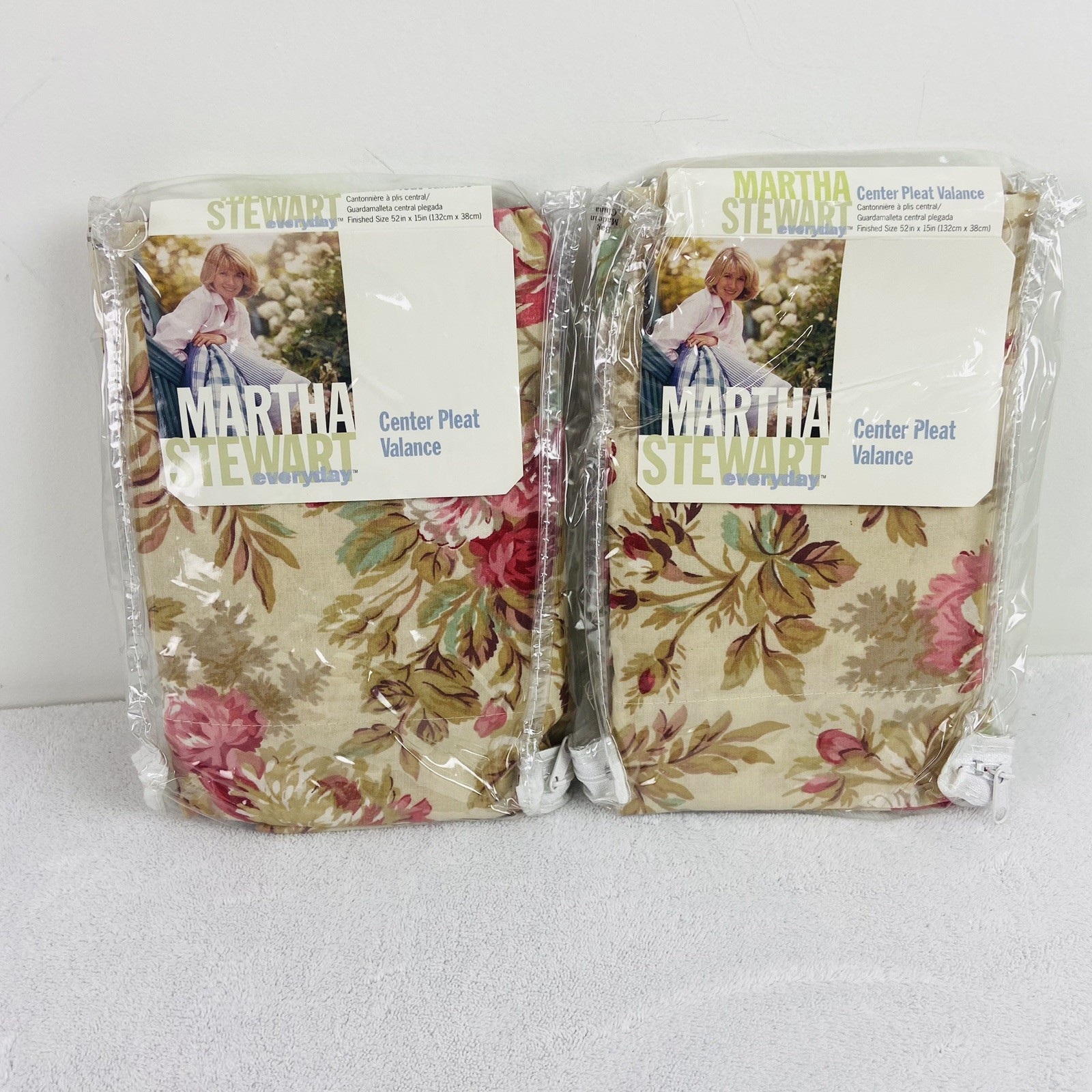 VTG Martha Stewart Center Pleat Valance Peony Garden 52 X 15 Cottage USA
