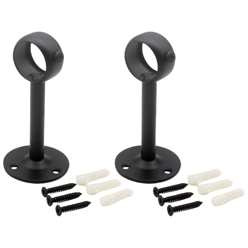 2pcs Silver/Black Ceiling Curtain Brackets Heavy Duty For Drapery And Closet