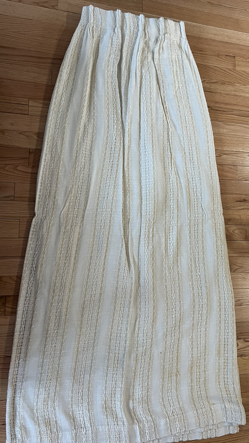 1Pr VTG CURTAINS MCM Woven Crème White Lined Pinch Pleat 100W X84”L Soft
