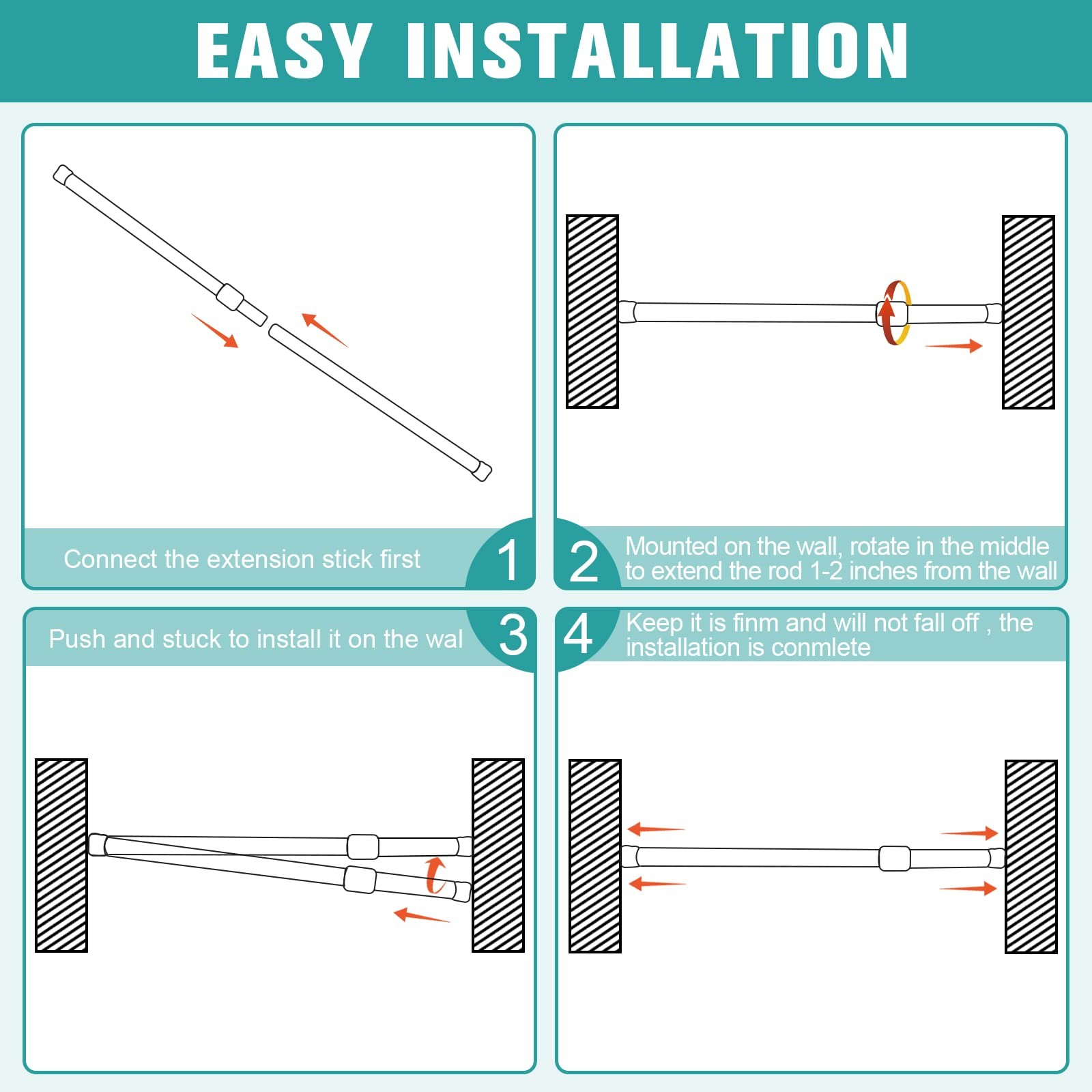 2 Pack Spring Tensions Rods Steel Adjustable Length Curtain Rod, 28-43 Inches…