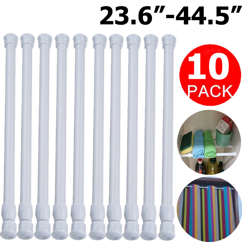 2-10 PCS Adjustable Spring Tension Curtain Rod, 5/8 in. Diameter Steel Tube NEW