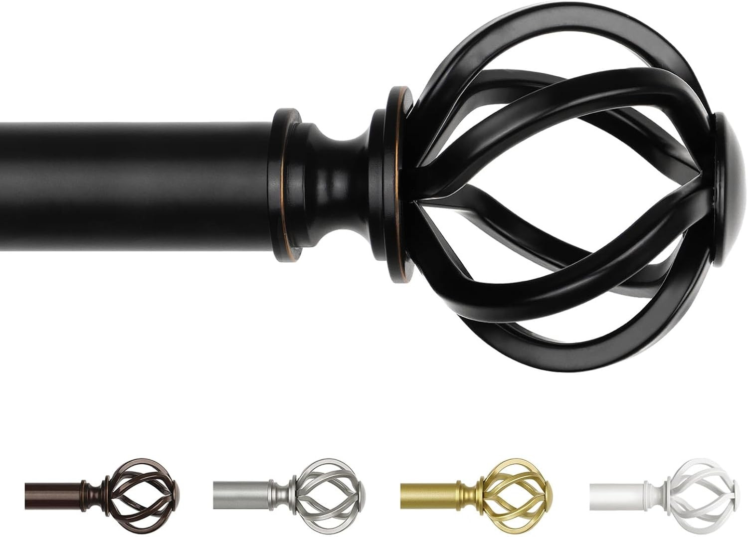 Black Curtain Rod 32 to 58 Inch (2.6-4.8 Ft), 7/8 Curtain Rods for Windows 20 t