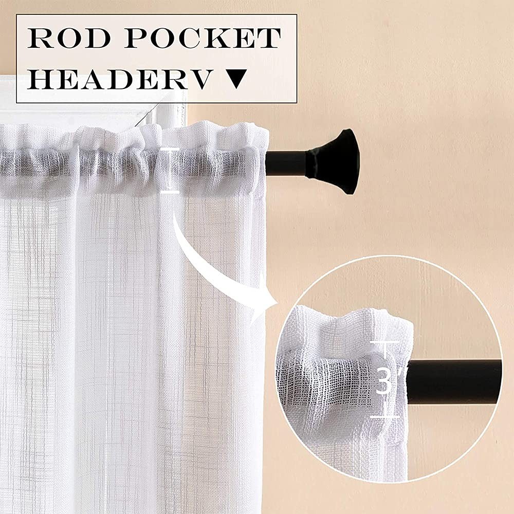 White Sheer Curtains 30 inch Length for Half Small Window Treatments Set Shor…