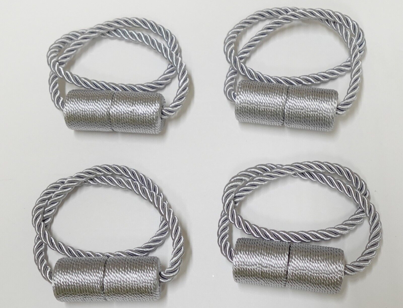 4 PCS Magnetic Curtain Tiebacks Elegant Decorative Tie Backs Drapes Grey Silver