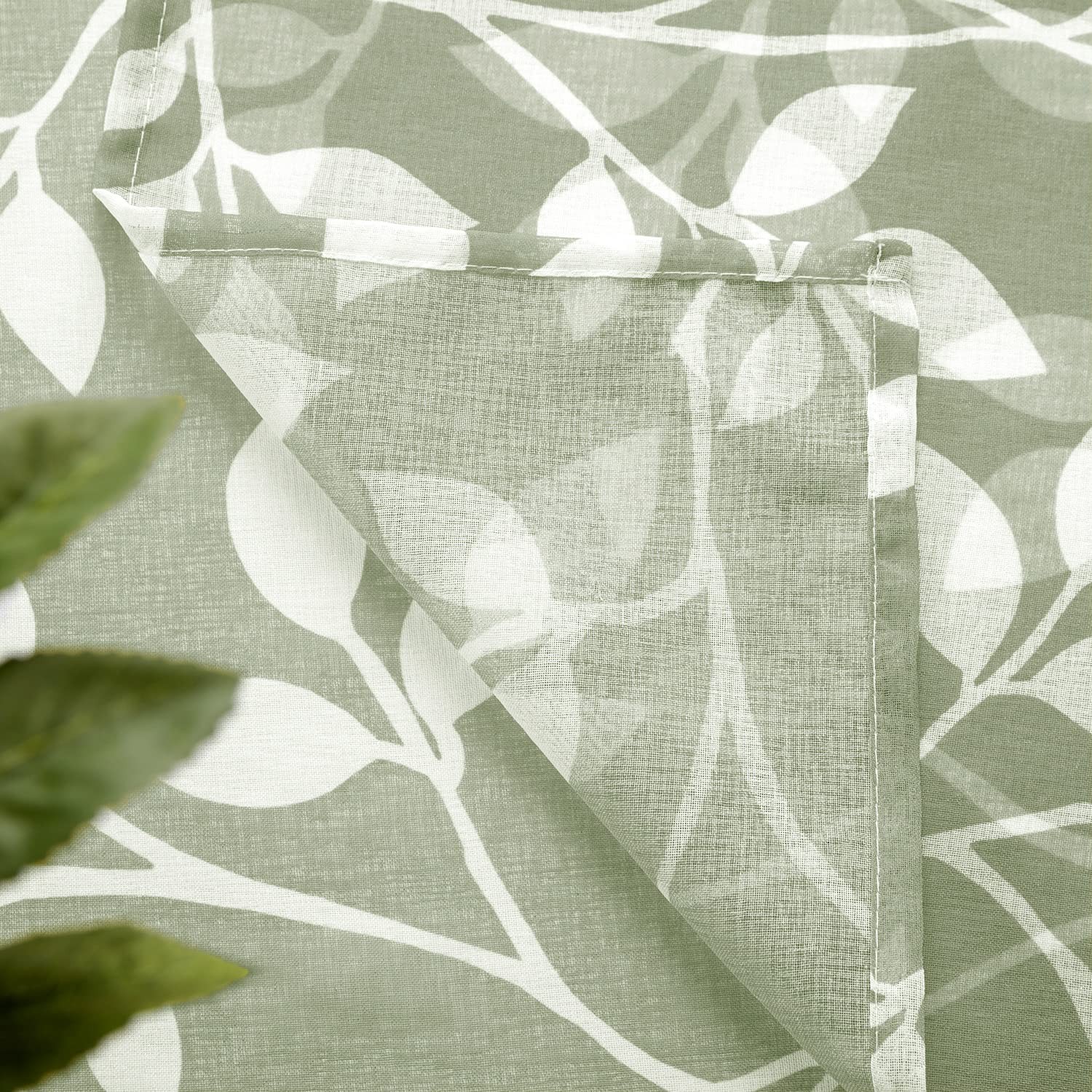 XTMYI Boho Curtains for Kitchen Window Green 25″W x 30″L (Pack of 2), Sage