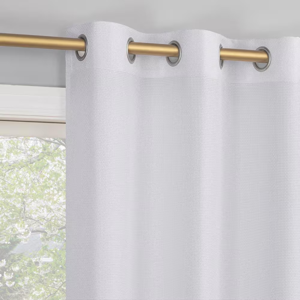 Huron Textured White Polyester 40 In. W X 84 In. L Grommet Light Filtering Curta