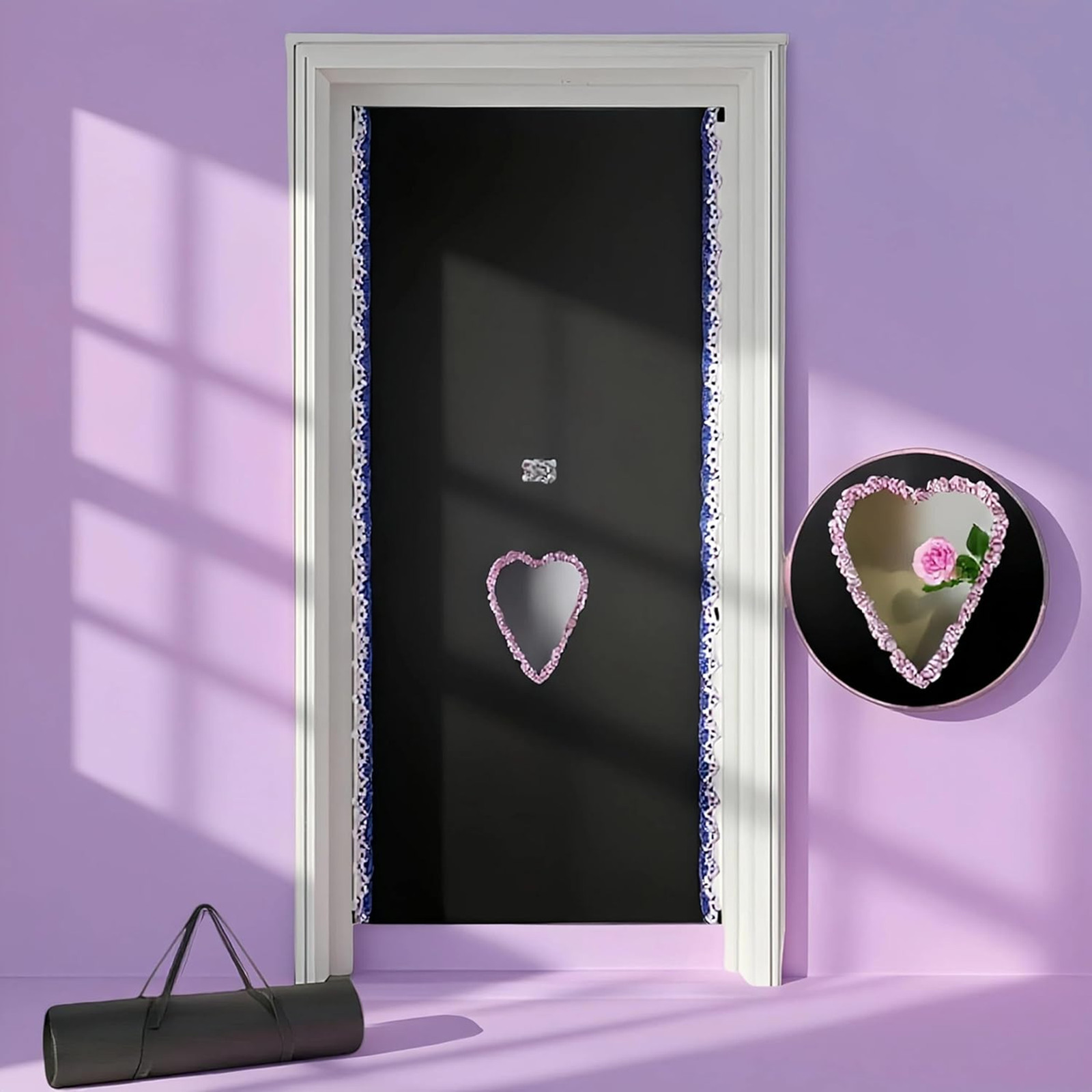 Glory Hole Wall Doorway Kit, Adjustable Door Curtain with Lace, Portable