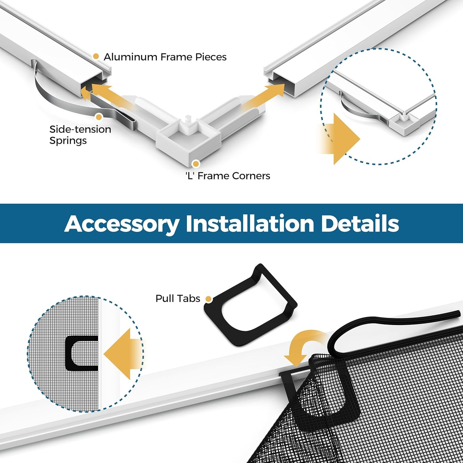 Augblinds 2 Sets Window Screen Frame Kit, 5/16 in x 3/5 in x 46 Inch, Makes Two