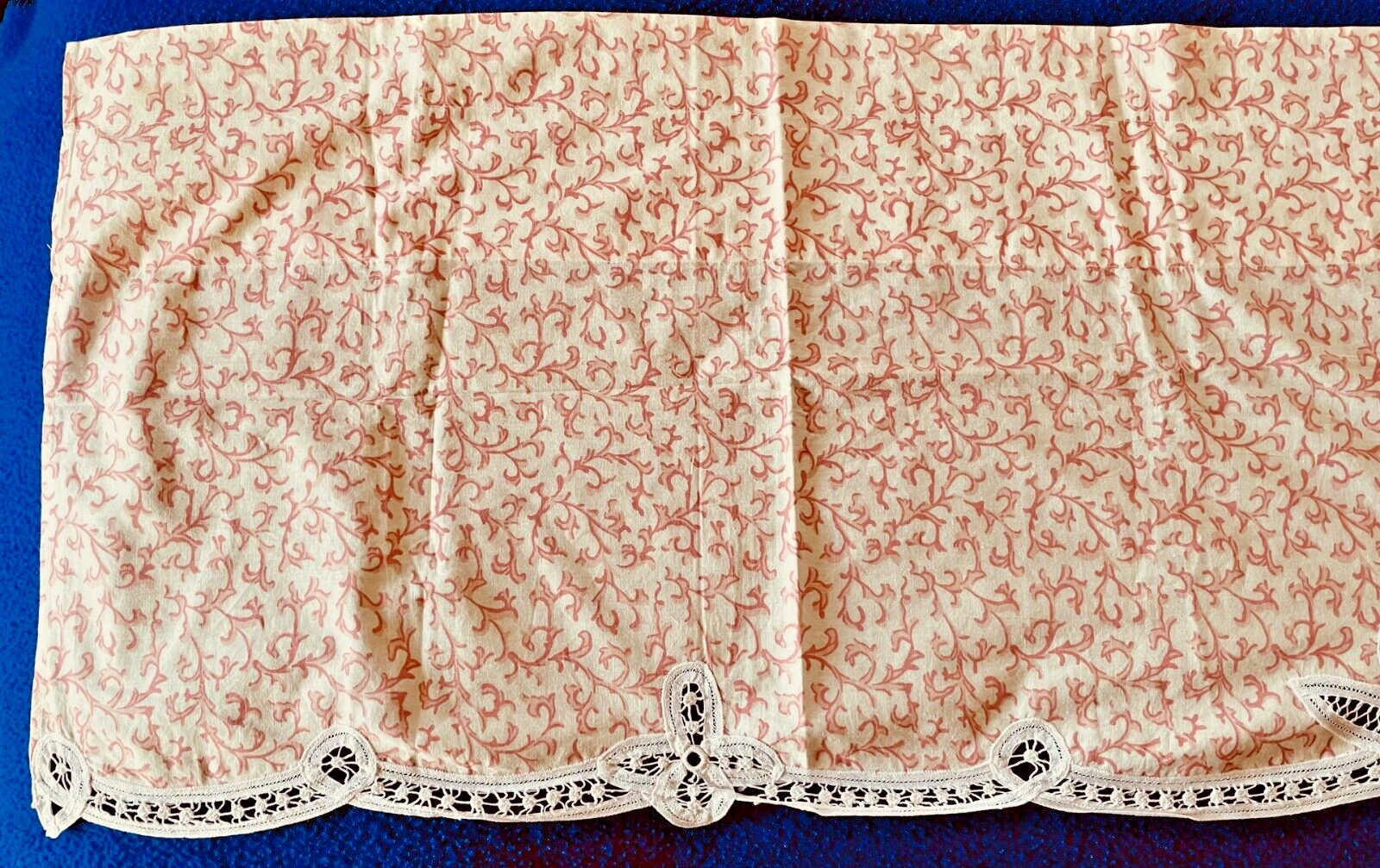 NEW! Window Valance with Battenburg Lace Accents 60” x 16”
