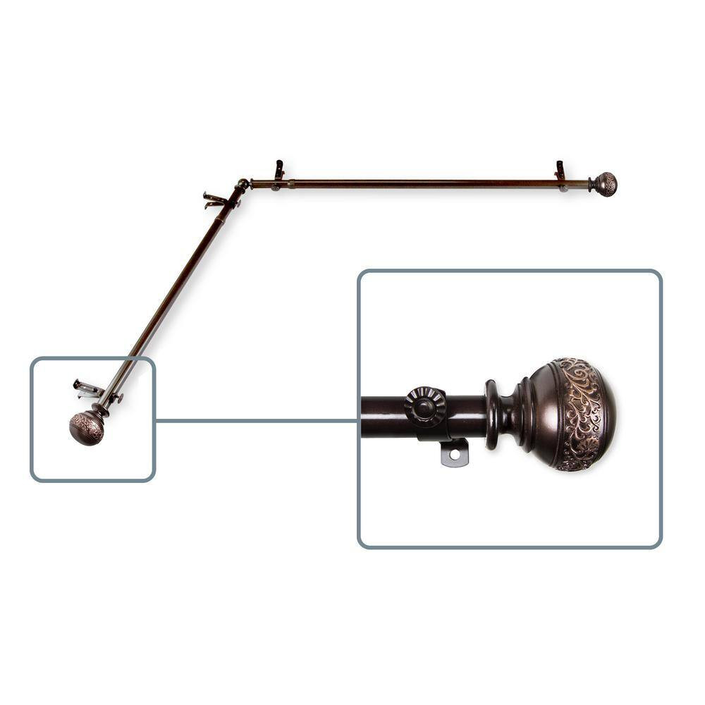 48 In. to 84 In. 13/16 In. Adjustable Corner Window Curtain Rod in Cocoa with Do