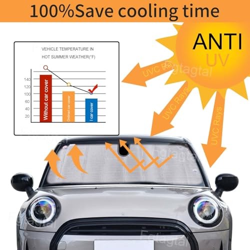 Windshield Sunshade Fit for Mini Cooper 2019-2024, Folding Car Sun Shade for