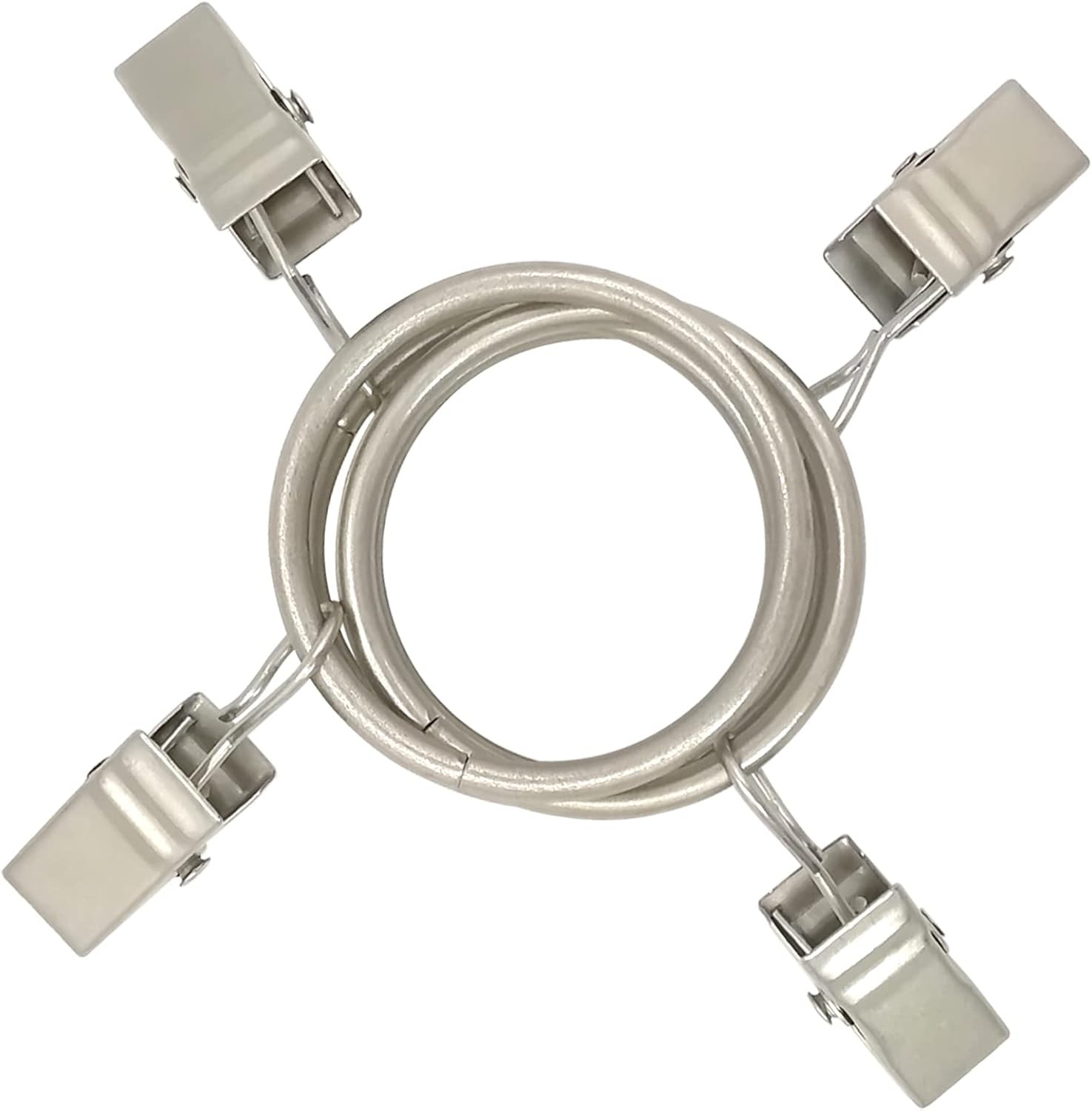Weekseight 40 Pack Matte Silver Curtain Rings with Clips, Curtain Hooks Hangers