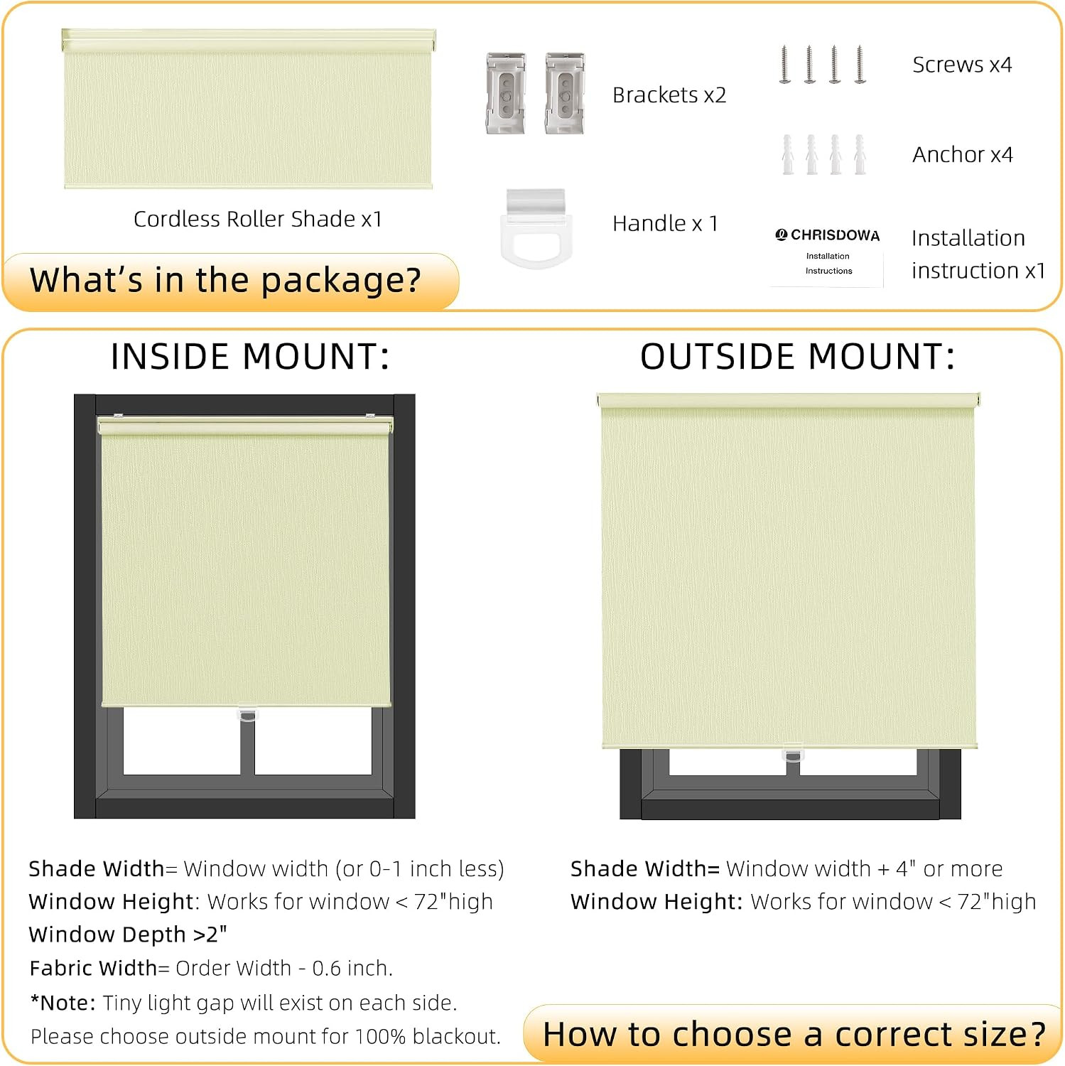 ChrisDowa 100% Blackout Roller Shades for Windows, Striped Pattern Cordless Pull