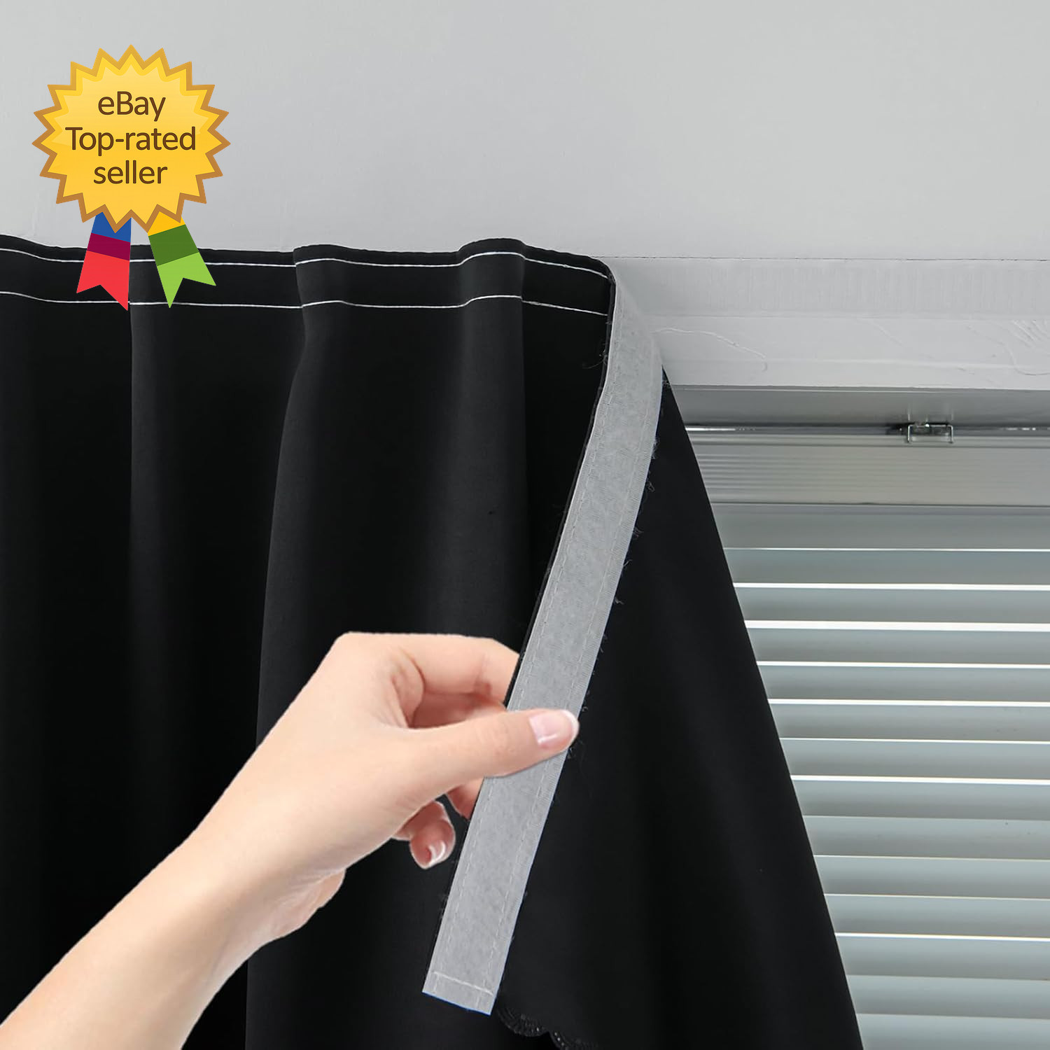 Adhesive Blackout Curtains Self Stick Shades Window 35W X 59L Black 1 Panel….